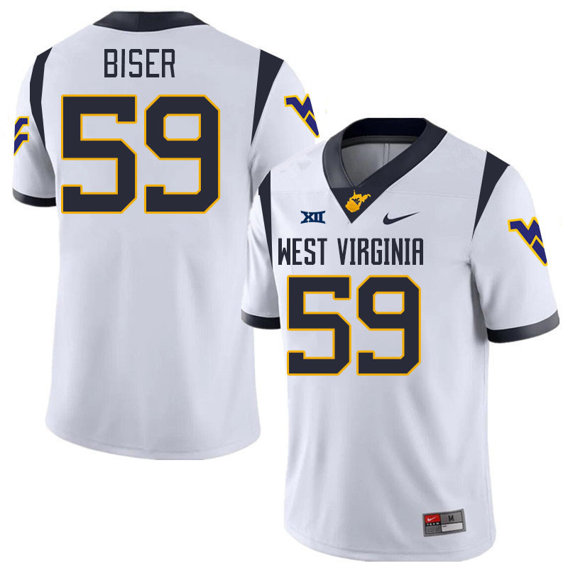 Men #59 Jackson Biser West Virginia Mountaineers College 2024 New Uniforms Football Jerseys Stitched